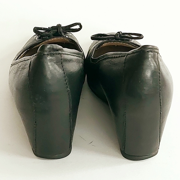 Geox Respira Lace Up Wedge Pumps Black Round Toe - Picture 3 of 7